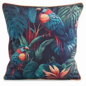 turkusowo czerwona poszewka velvet 118 dekoracyjna 45x45 EUROFIRANY