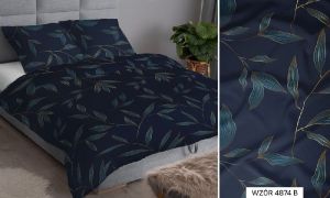 granatowa gałązka pościel z satyny bawełnianej gold 4874B