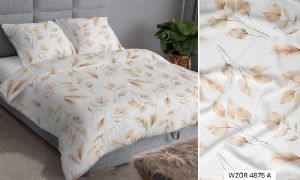 beżowe liście pościel z satyny bawełnianej 4875A