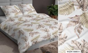 beżowe liście pościel bawełniana 4888A 220x200 PREMIUM