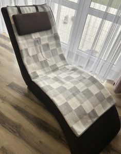 popielata krata narzuta bawełniana na fotel 70x160 