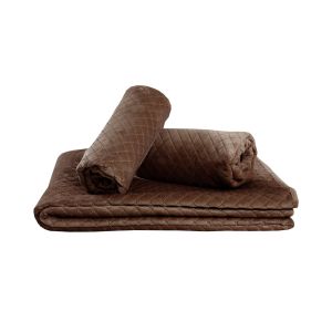 komplet 2 brązowych narzut na fotel velvet 70x160 BROWN 69 MESA