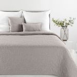 popielata narzuta o lnianej strukturze 220x240 LEN 4 EUROFIRANY