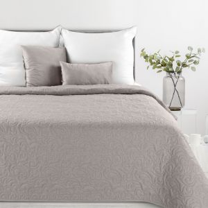 popielata narzuta o lnianej strukturze 220x240 LEN 4 EUROFIRANY