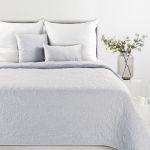 srebrna narzuta o lnianej strukturze  200x220 LEN 4 EUROFIRANY