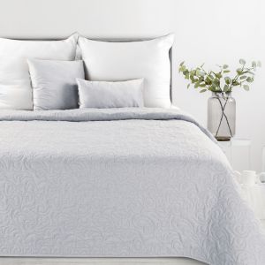 srebrna narzuta o lnianej strukturze  200x220 LEN 4 EUROFIRANY