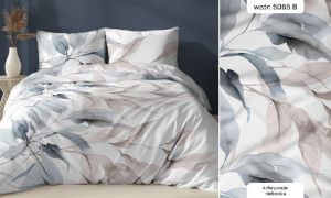 niebieskie liście pościel z satyny bawełnianej 5065B