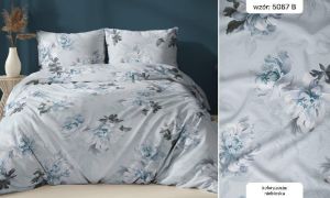 niebieskie kwiaty pościel z satyny bawełnianej 5067B
