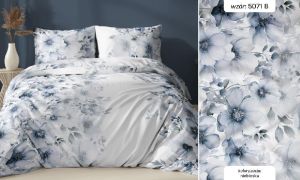 niebieskie kwiaty pościel z satyny bawełnianej 5071B