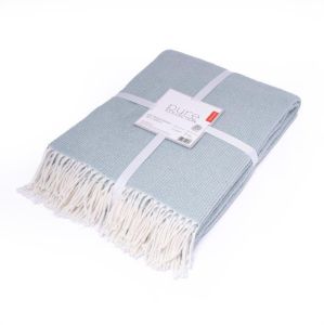 miętowy koc bawełniano akrylowy 150x200 z frędzlami pure collection DETEXPOL