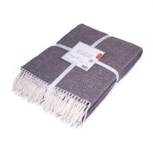 szary koc bawełniano akrylowy 150x200 z frędzlami pure collection DETEXPOL