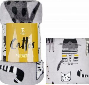 szary koc dziecięcy w kotki CATTOS 130x170 ESSEX
