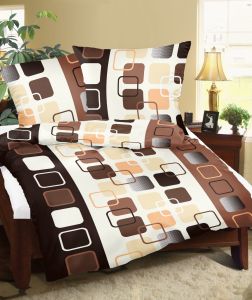 brązowo beżowa pościel bawełniana PREMIUM POLSKA 160x200 R396-5