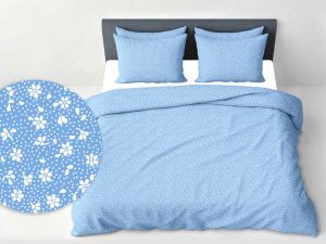 łączka niebieska pościel bawełniana PREMIUM POLSKA 160x200