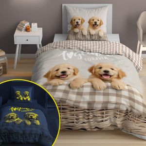 golden retriever świecąca pościel bawełniana młodzieżowa 5553A