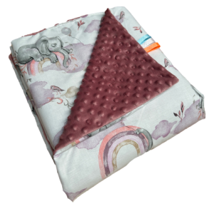 słonik różowy kocyk minky 75x100