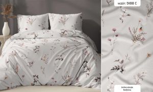 beżowe kwiaty pościel z satyny bawełnianej 5188C