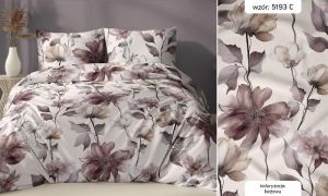 beżowe kwiaty pościel z satyny bawełnianej 5193C