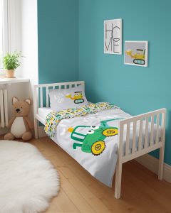 zielona kopara dwustronna pościel bawełniana maya moo 100x135 + 40x60 do łóżeczka 3956A