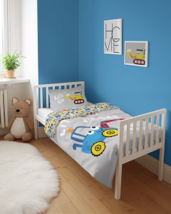 niebieska kopara dwustronna pościel bawełniana maya moo 100x135 + 40x60 do łóżeczka 3956B