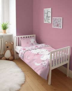 dwustronna pościel bawełniana maya moo 100x135 + 40x60 do łóżeczka 5136A