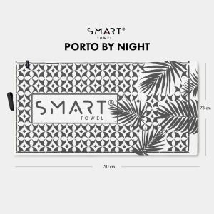czarno biały PORTO BY NIGHT bambusowy ręcznik smart towel 75x150 TEXPOL