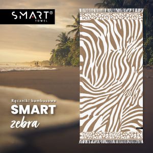 beżowy bambusowy ręcznik ZEBRA z frędzlami smart towel 75x150 TEXPOL