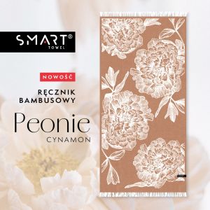 cynamonowy bambusowy ręcznik peonie z frędzlami smart towel 75x150 TEXPOL