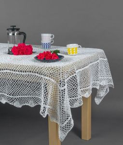 biały obrus szydełkowy bawełniany MESA