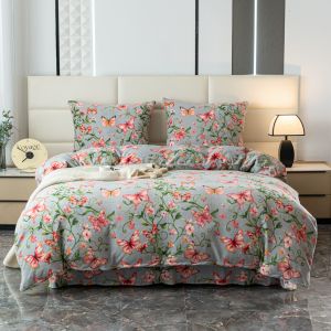 szara pościel z mikrofibry miś plusz motyle SHY-3140 COTTON WORLD