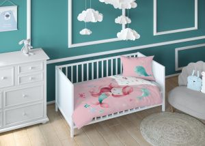 syrenka Marzenka dwustronna pościel bawełniana maya moo 100x135 + 40x60 do łóżeczka 5512B