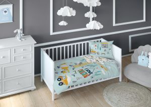 mały budowniczy dwustronna pościel bawełniana maya moo 100x135 + 40x60 do łóżeczka 5516A