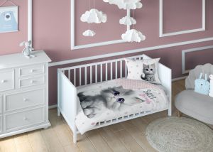 kotek psotek dwustronna pościel bawełniana maya moo 100x135 + 40x60 do łóżeczka 5518B