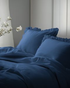 denim pościel bawełniana z falbanką PURE DETEXPOL
