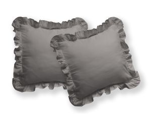 poszewki z falbanką bawełniane 40x40w kolorze ciepłoszarym  DETEXPOL