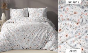 biało różowe kwiatki pościel z satyny bawełnianej 5074C