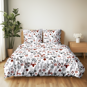 renifer i choinka pościel bawełniana świąteczna 160x200 