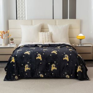 renifery złote koc świąteczny 160x200 COTTON WORLD