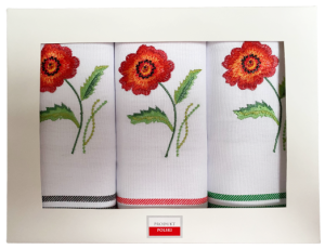 maki komplet ścierek haftowanych kuchennych 50x75 kwiaty polne