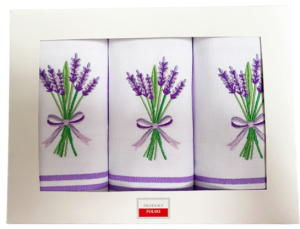 lawenda komplet ścierek haftowanych kuchennych 50x75