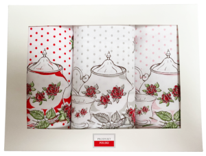 dzbanki komplet białych ścierek kuchennych pudełko