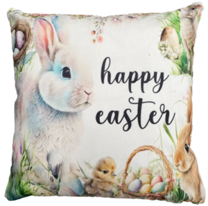 happy easter poszewka na wielkanoc drukowana z miękkiego weluru
