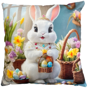 króliczek queen poszewka na wielkanoc drukowana z miękkiego weluru