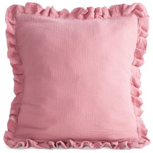 różowa poszewka muślinowa z falbanką 45x45 EUROFIRANY 100% bawełna