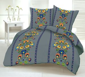 szara pościel bawełniana łowicka 160x200 PREMIUM POLSKA 