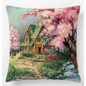 domek z drzewem poszewka dekoracyjna gobelin 45x45 IRYS