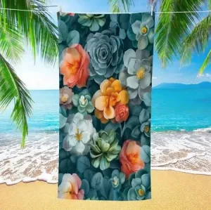 kwiaty ręcznik plażowy z mikrofibry 70x140