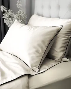 ecru pościel z ozdobną lamówką makosatyna pure collection