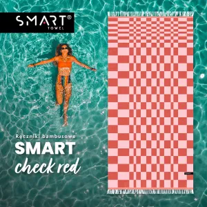 CHECK RED bambusowy ręcznik smart towel 75x150 TEXPOL