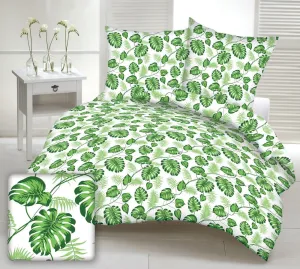 monstera zielona pościel z satyny bawełnianej